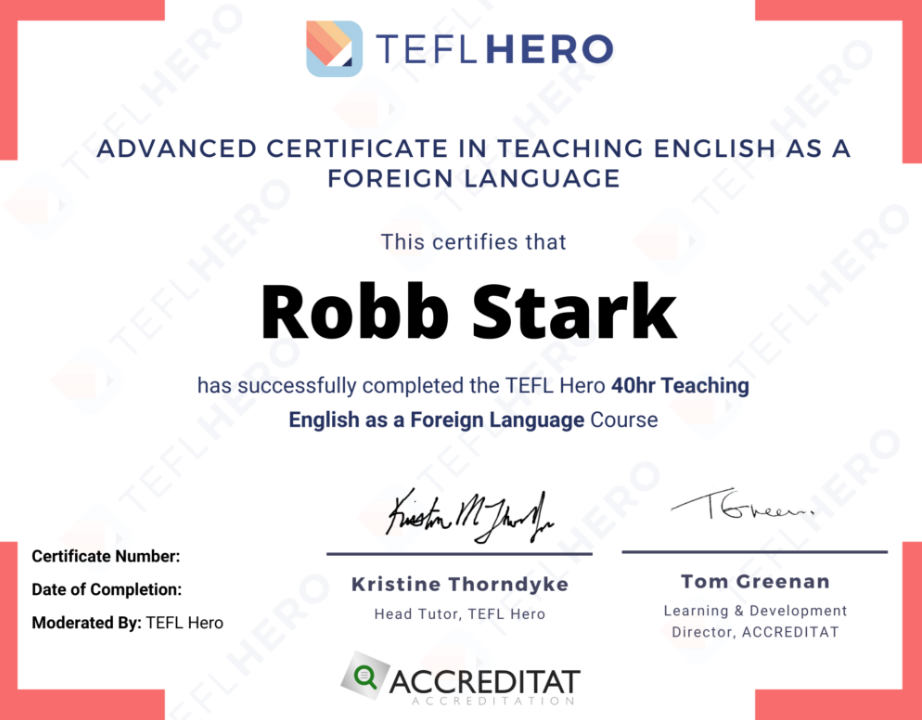 120 Hours TESOL Course for English Teachers